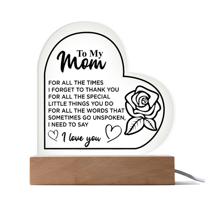 To My Mom | Acrylic Heart Plaque