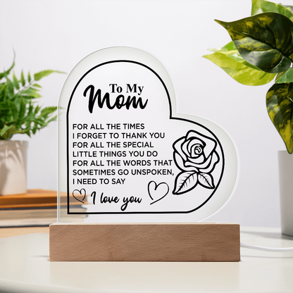 To My Mom | Acrylic Heart Plaque