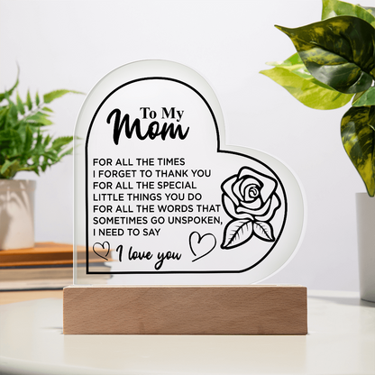 To My Mom | Acrylic Heart Plaque