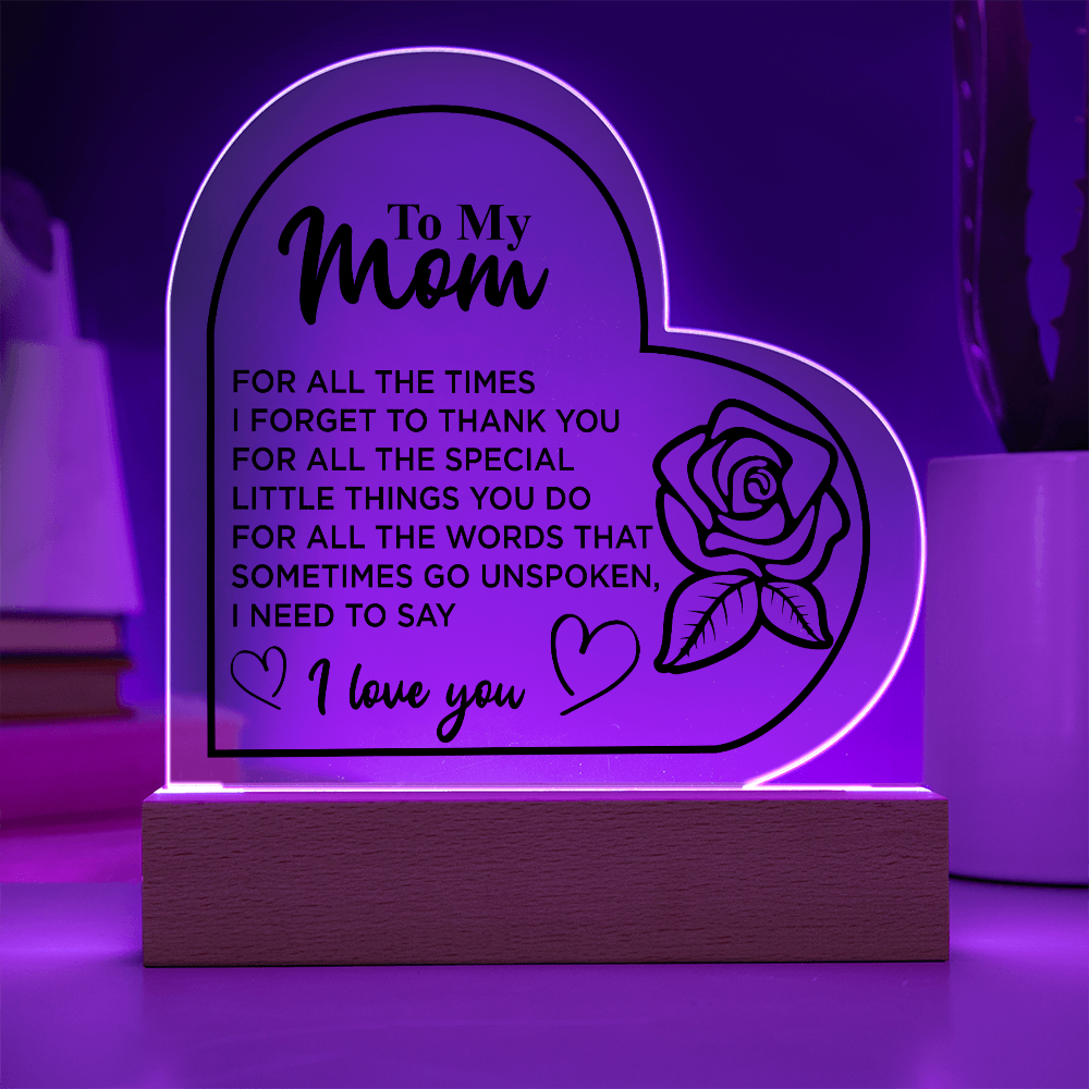 To My Mom | Acrylic Heart Plaque