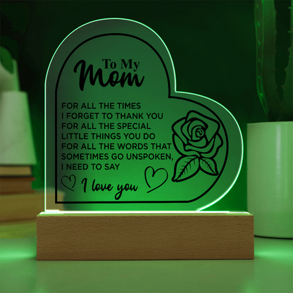 To My Mom | Acrylic Heart Plaque