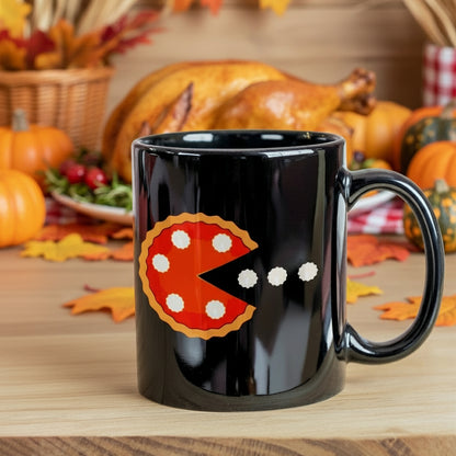 Thanksgiving PacMan | Black Ceramic Mug